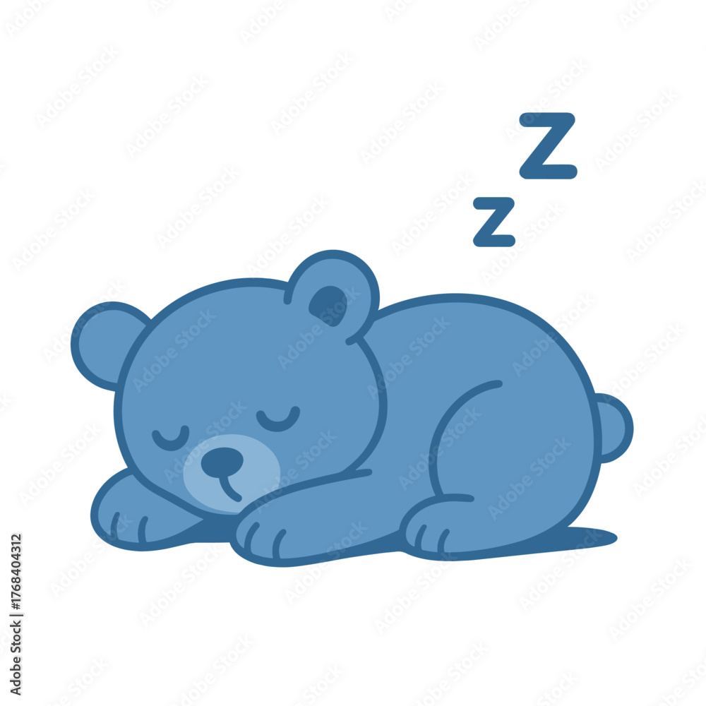 Naklejka premium A blue plush toy is dozing on a white background