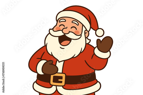 Santa Claus chuckles against a green screen backdrop in his classic red suit, perfect for holiday greetings, advertising, and seasonal content creation