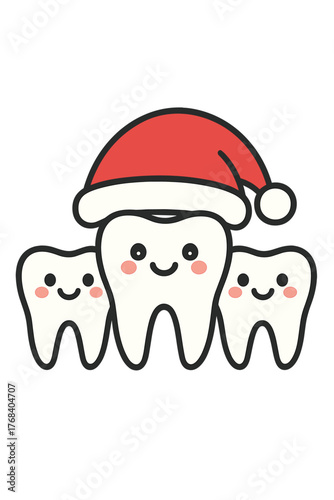 Adorable, happy teeth on Santa's hat: a dental clinic concept