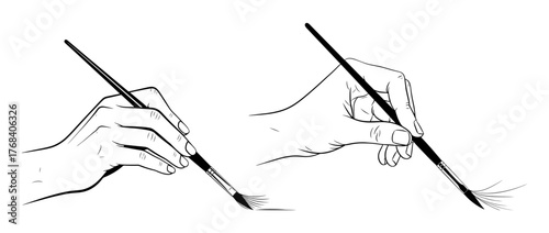 Two hands holding a paintbrush, ready to create art with precision and skill