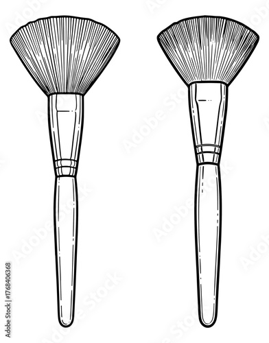 Vintage makeup brush illustration, perfect for beauty and cosmetic themed designs