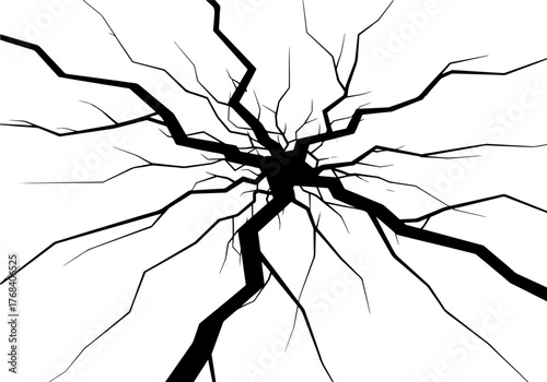 Cracked earth or glass surface, abstract vector illustration for earthquake or disaster concept