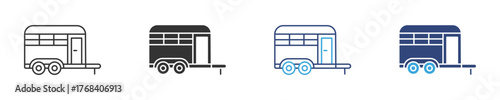Livestock trailer cattle transport icon set , vector illustration .  