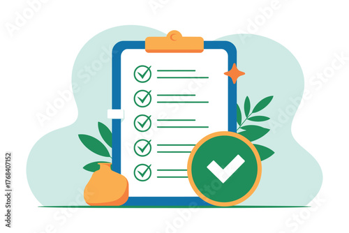 A clipboard with a checklist and completed tasks is ready for action.