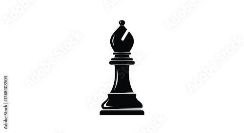 Black bishop chess piece icon, isolated on a white background.