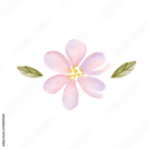 Pink flower watercolor