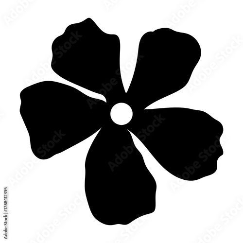 A solid style icon depicting a flower petal