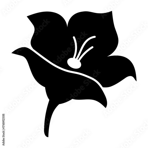 Filled style icon representing a flower