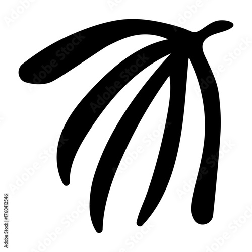 Filled style icon representing a palm leaf
