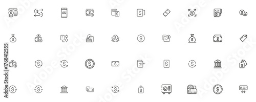 Dollar line editable icon set, icon, dollar, money, business, set, bank, marketing, investment, editable, symbol, finance, set, line, digital, outline and more. Vector illustration