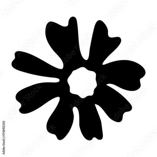 Filled style icon representing a flower