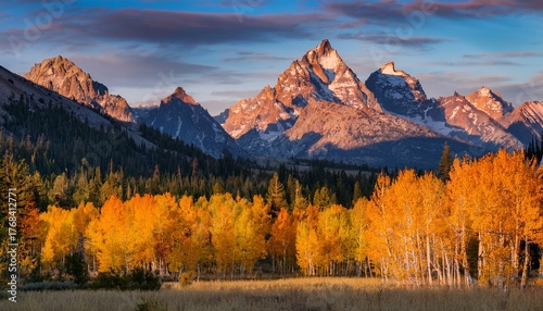 Sawtooth Mountains Of Idaho In The Fall In The Evening Light