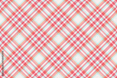 Place background plaid texture, purchase pattern textile check. Korean seamless tartan fabric vector in white and red colors.
