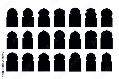 Silhouettes of various mosque dome shapes