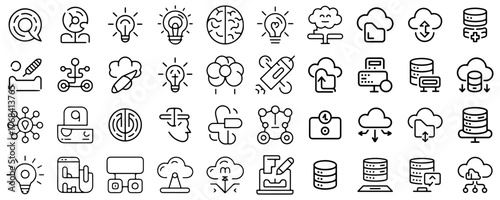 30 line editable icon set. icon, line, set, vector, outline, symbol, stroke, illustration, signs, editable, thin, business, design and more. Editable stroke. Vector illustration