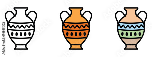 Ancient ceramic vase icon set. cultural flair, educational materials and artistic project symbol. vector illustration.