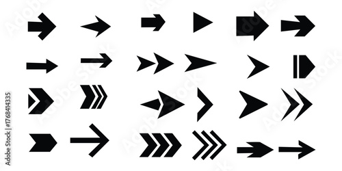 Arrows icon collection. Set different arrows or web design icon set. direction, movement, and progress symbol. vector illustration.