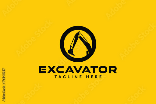 excavator logo vector illustration, construction excavator logo template