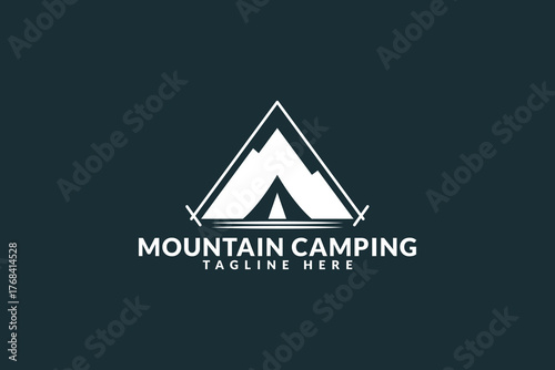 Mountain camping logo design. Logo icon vector illustration