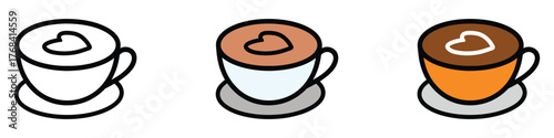 Coffee cup icon set. Hot drink love symbol. vector illustration.