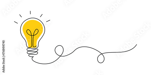 Continuous one line drawing of Light bulb icon set. innovation and sparks creativity symbol. vector illustration.