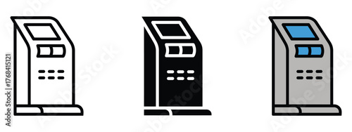 Payment terminal icon set. Self service kiosk, ATM symbol. vector illustration.