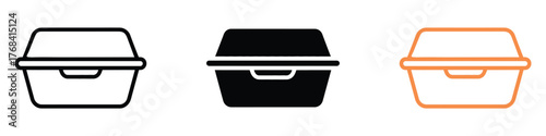Lunch box outline icon set. delivery and takeout services symbol. vector illustration.