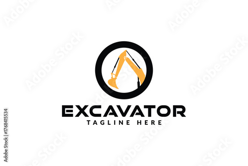 excavator logo vector illustration, construction excavator logo template