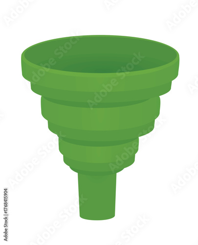 Green plastic funnel. vector illustration	
