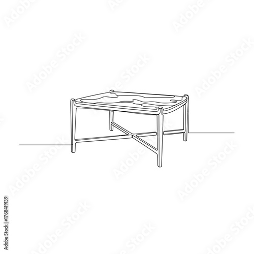 Minimalist line art of a billiard table in black and white