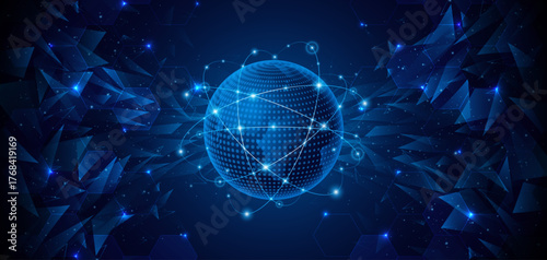 Global connection network background. World map. High-speed internet technology concept or fast wireless data transmission. modern internet network connection technology background	