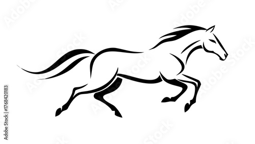 Dynamic running horse illustration, perfect for logos, branding, and equine-themed designs. Showcase power, freedom, and elegance with this striking animal symbol.