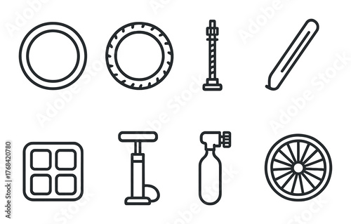 Bicycle maintenance icons set - tires pump tools repair wheel