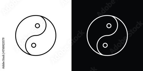 Yin yang icon editable vector stroke for web designs
