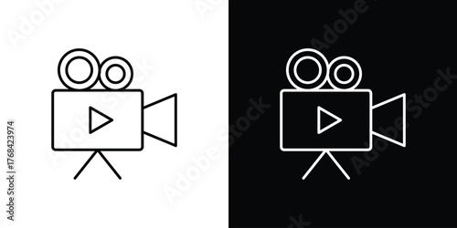 Video camera icon editable vector stroke for web designs