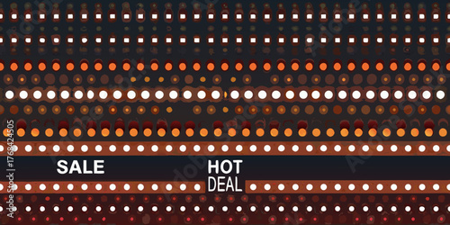 Bright sale hot deal announcement with glowing lights and abstract background