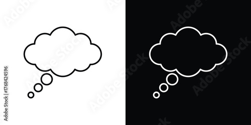 Think bubble icon editable vector stroke for web designs