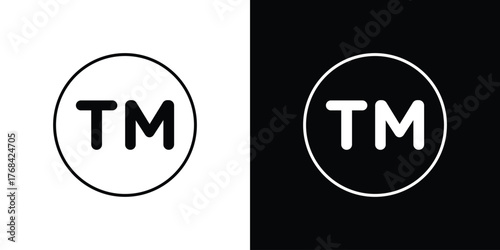 TM trademark icon editable vector stroke for web designs