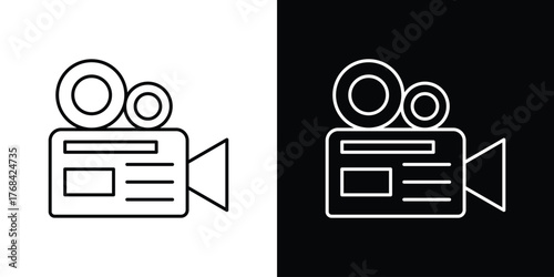 TV camera icon editable vector stroke for web designs