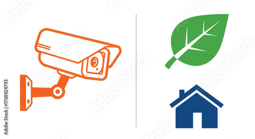 Security camera nature and home representing safety and environmental awareness