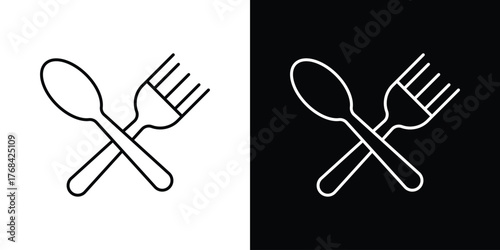 Spoon and Fork icon editable vector stroke for web designs