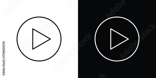 Play icon editable vector stroke for web designs