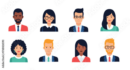 Diverse portraits of professional people showcase various ethnicities, hairstyles, and attire for a modern and inclusive team or business concept.