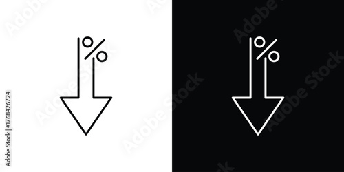 Percent down icon editable vector stroke for web designs