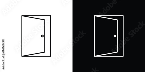 Open door icon editable vector stroke for web designs