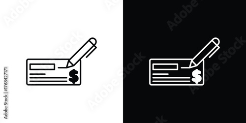 Money check icon editable vector stroke for web designs