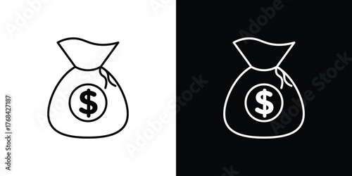 Money bag icon editable vector stroke for web designs