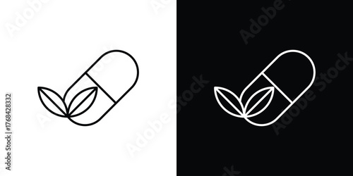 Herbal capsule icon editable vector stroke for web designs