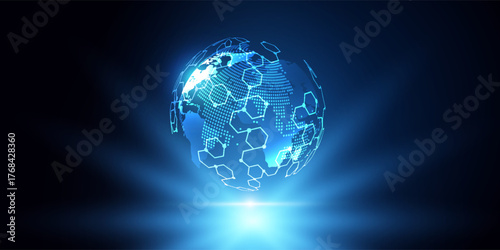 Global connection network background. World map. High-speed internet technology concept or fast wireless data transmission. modern internet network connection technology background