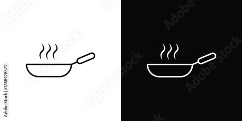 Frying pan icon editable vector stroke for web designs